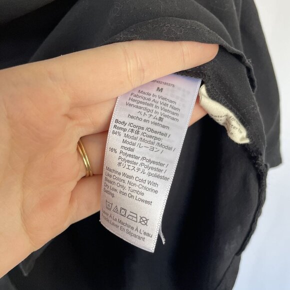 Madewell Womens Black Long Sleeve V-Neck Blouse Medium Polyester & Modal Blend - Picture 4 of 6